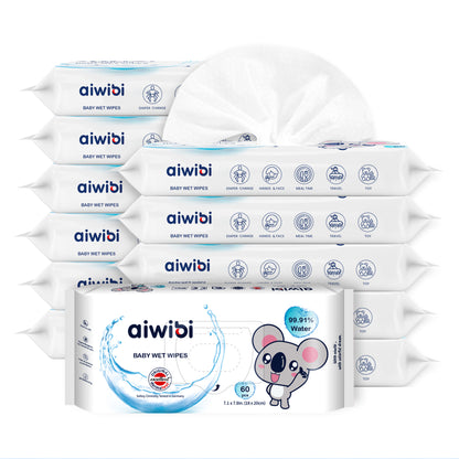 99.91% Pure Water Baby Wet Wipes—60Pcs