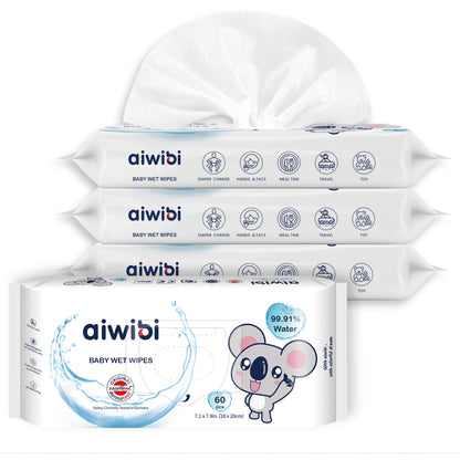 99.91% Pure Water Baby Wet Wipes—60Pcs